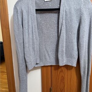 Brunello Cucinelli open front Sweater with subtle sequins. Light gray size M/L